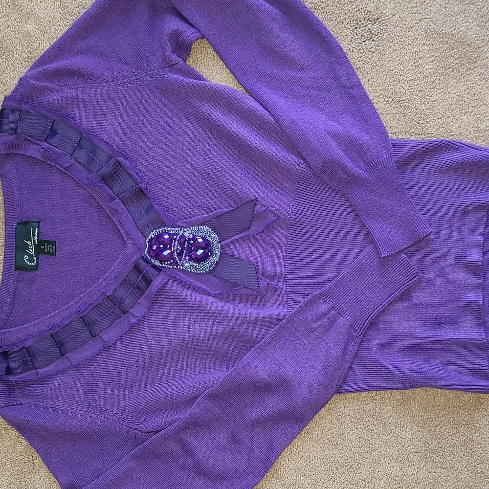 SM Purple Embellished Click  sweater
